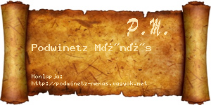 Podwinetz Ménás névjegykártya